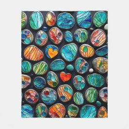 Helle dekorative gestrichene Steine Fleecedecke