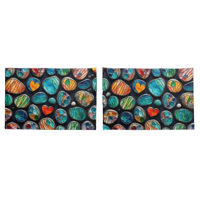 Helle dekorative gestrichene Steine Kissenbezug (Rückseite-Set)