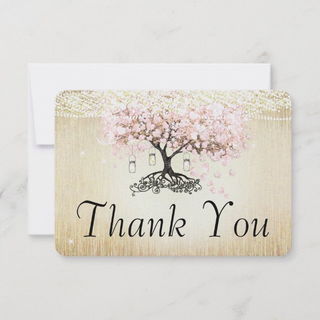 Helle Dogwood Heart Leaf Tree Gold Vielen Dank Dankeskarte (Vorderseite)