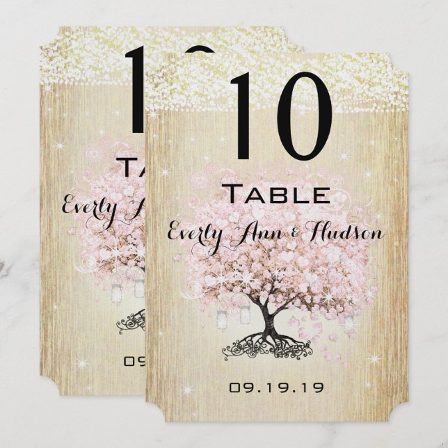 Helle Dogwood Heart Leaf Tree Tischnummer (Vorne/Hinten)