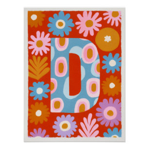 Helle Dopamin-Dekor-Monogramm-Buchstabe D Poster