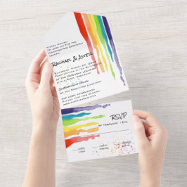 Helle Driving Rainbow LGBTQ-Hochzeit All In One Einladung