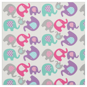 Helle Elefanten auf weißem Gewebe Stoff