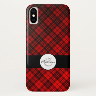 Helle Elegant Red Christmas tartan Monogram Case-Mate iPhone Hülle