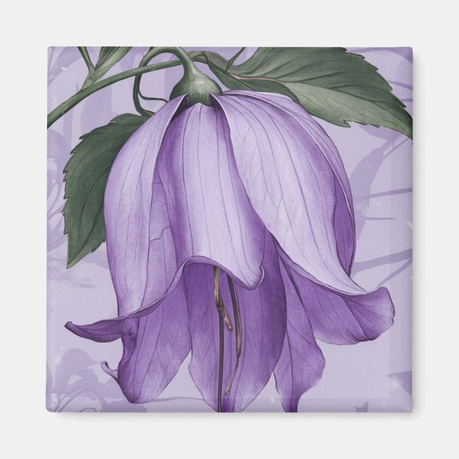 Helle, elegante Aquarellfarbe lila Glocke Blume#4 Magnet (Vorne)