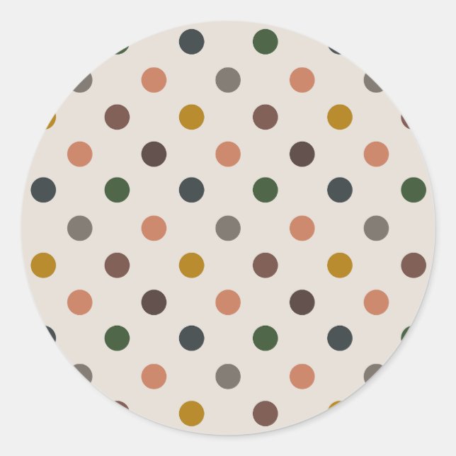 Helle Erdtöne Wald Polka-Punkte-Design Runder Aufkleber (Vorderseite)