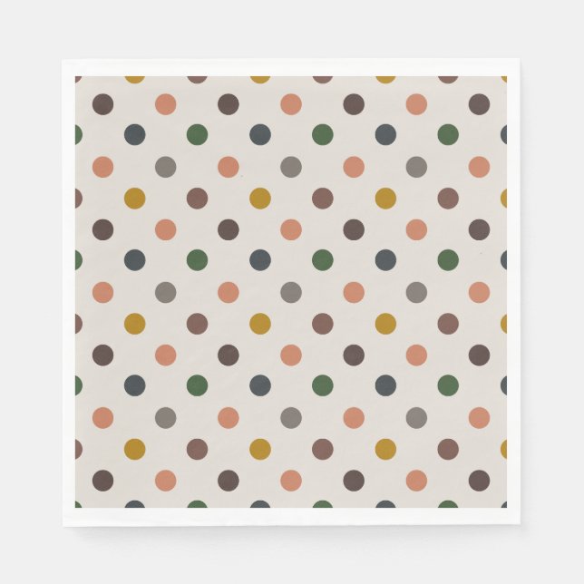 Helle Erdtöne Wald Polka-Punkte-Design Serviette (Vorderseite)