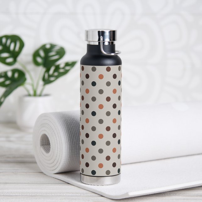 Helle Erdtöne Wald Polka-Punkte-Design Trinkflasche (Yoga)
