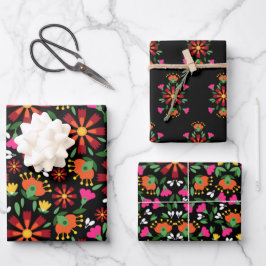 Helle ethnische Blume Fiesta mexikanische Stickere Geschenkpapier Set