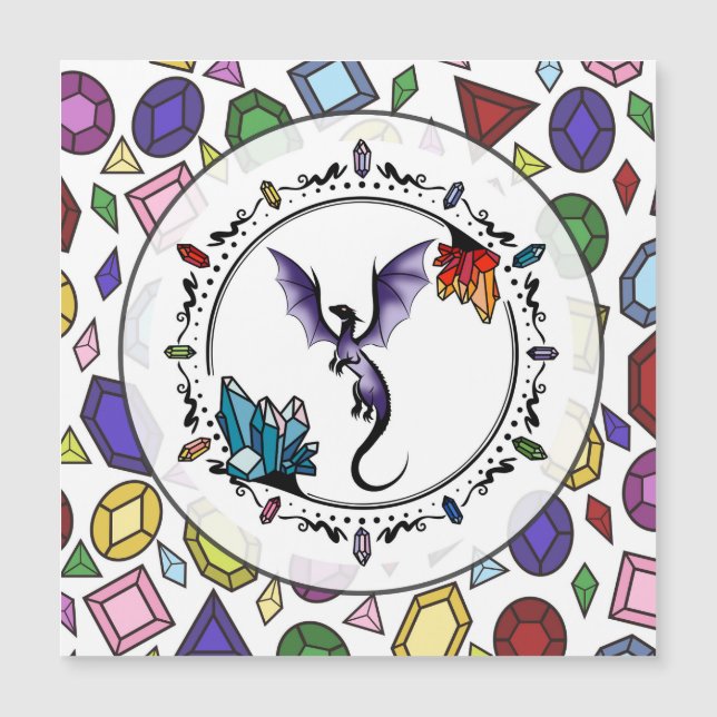 Helle Fantasy Gemstone Elegant Amethyst Dragon Magnetkarte (Vorderseite)