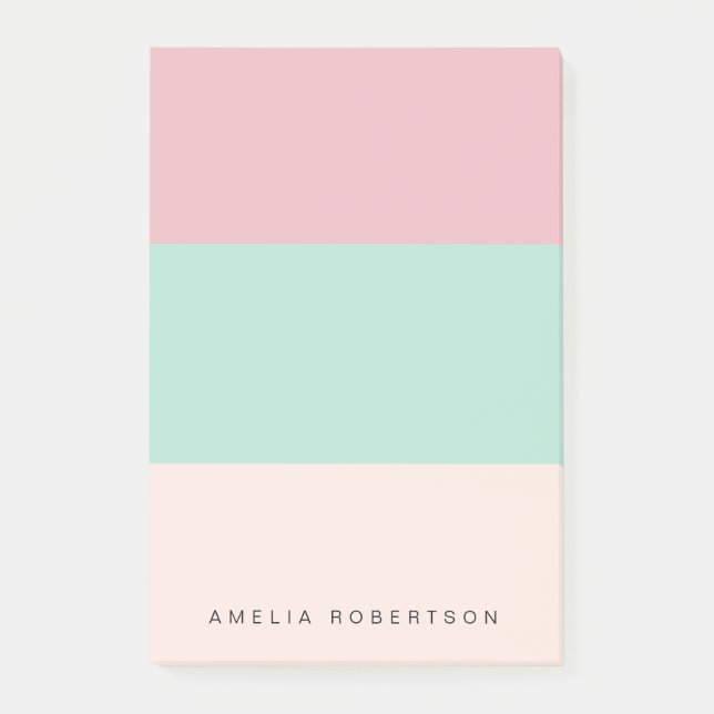 Helle Farbblock-Personalisierung  Post-it Klebezettel (Vorderseite)