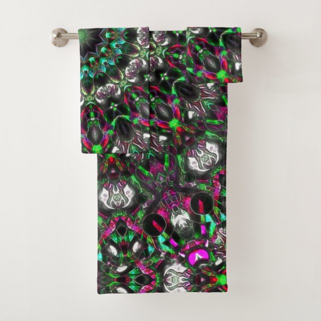 Helle Farbe im Dunkeln im Kaleidoskop im Medaillon Badhandtuch Set (Insitu)