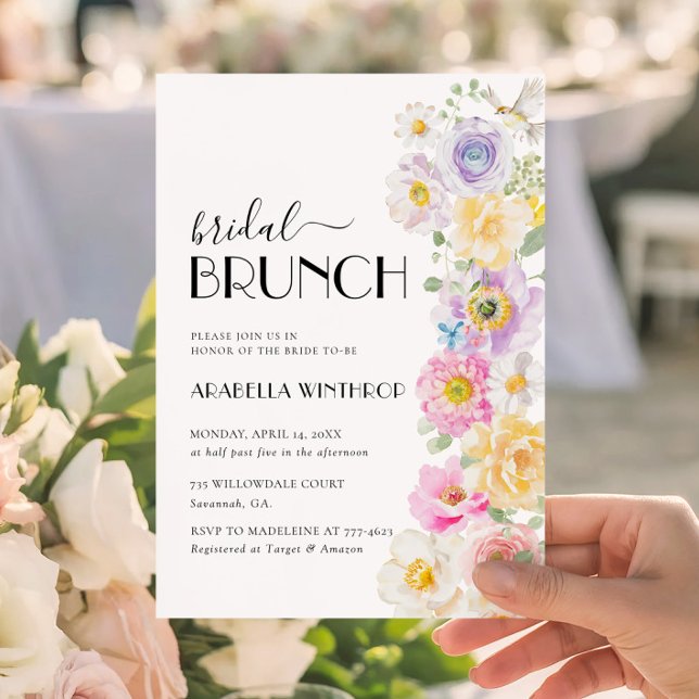 Helle Farben Blumengarten Bridal Brunch Einladung (Von Creator hochgeladen)