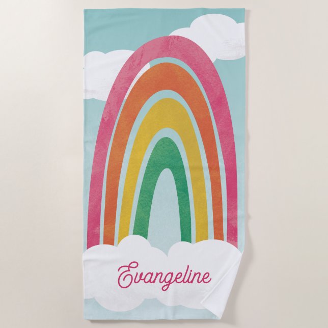 Helle Farben Fun Regenbogen Name Strand Handtuch (Vorderseite)