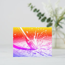 Helle Farben Grafikstil Pinsel Farbe Spritzer Postkarte