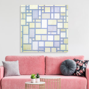 Helle Farben Graue Linien Piet Mondrian Leinwa Leinwanddruck