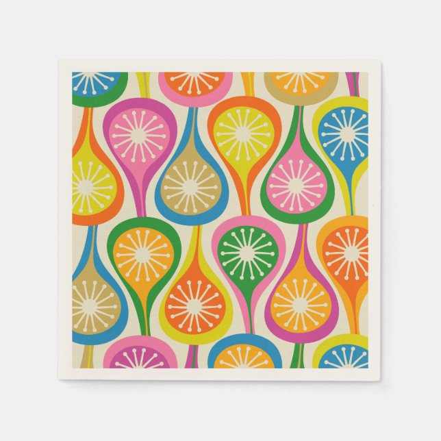 Helle Farben im Mittelalter Modernes Retro-Muster Serviette (Vorderseite)