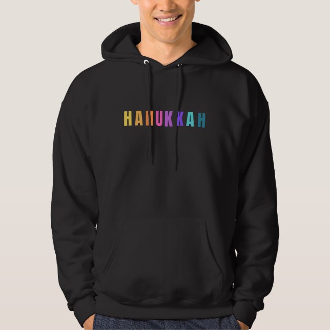 Helle Farben Moderne Hanukkah Text Männer Hoodie (Vorderseite)