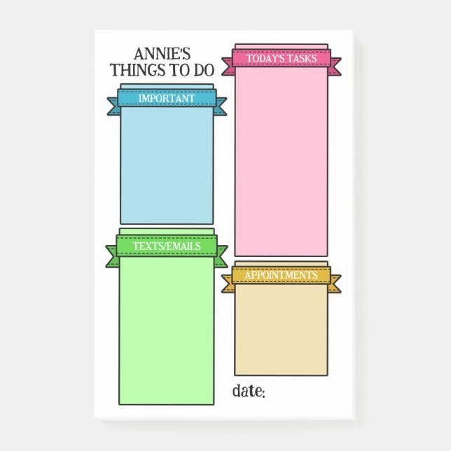 Helle Farben Niedliche Flachbandmarken Post-it Klebezettel (Vorderseite)