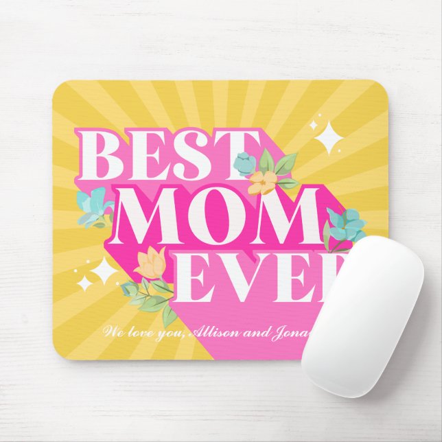 Helle Farben Retro Typografie Beste Mama je Mousepad (Mit Mouse)