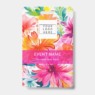 Helle Farben rosa floral Event-ID-Namensschild Ausweis