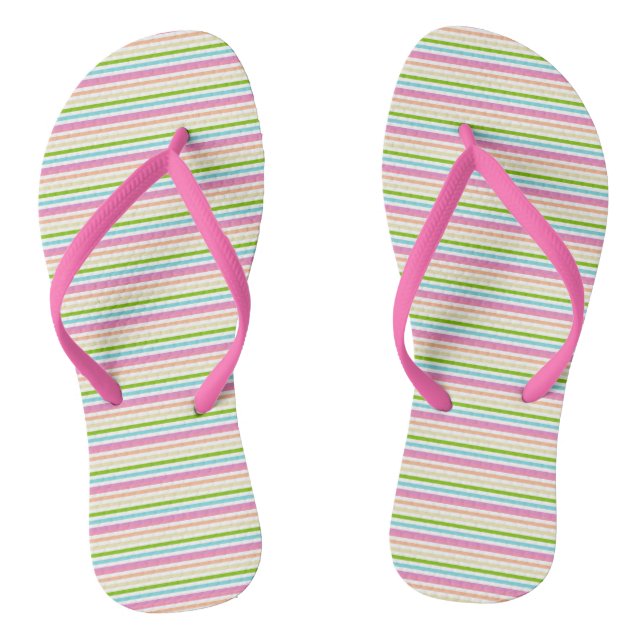 Helle Farben Rosa Gelb Blau Grün Trendfarben Flip Flops (Fußbett)