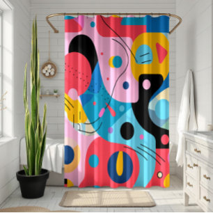 Helle Farben, skurrile Formen, moderne Geometrie Duschvorhang