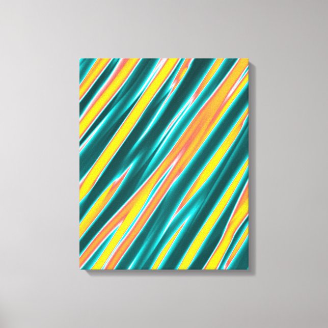 Helle Farben Stripte Abstrakte Acrylmalerei Leinwanddruck (Vorderseite)