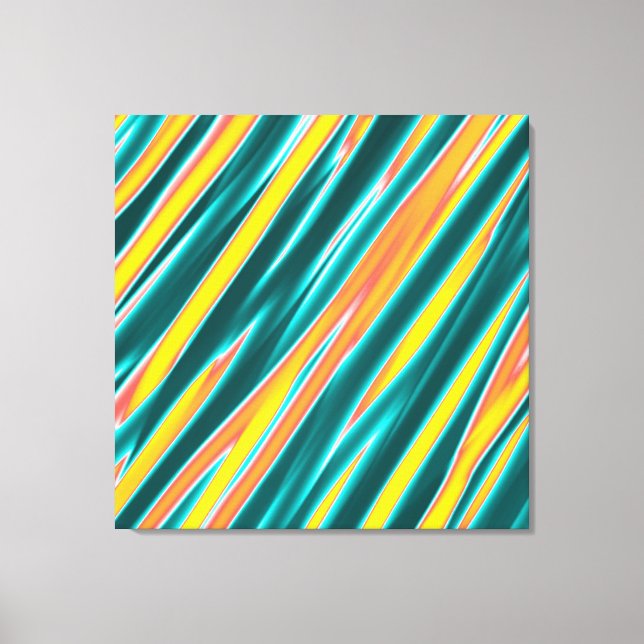 Helle Farben Stripte Abstrakte Acrylmalerei Leinwanddruck (Vorderseite)