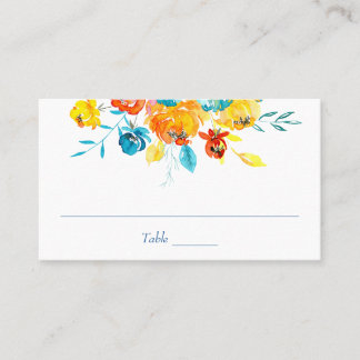 Helle Farben Wasserfarbenfloral Platzkarte