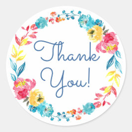 Helle Farben Wasserfarbenfloral Vielen Dank Runder Aufkleber