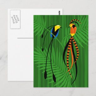 Helle Farbenechte Paradiesvögel Postkarte