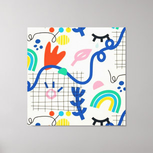 Helle, farbenfrohe Abstrakte Kunstdoodles Leinwanddruck