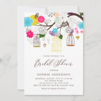 Helle farbenfrohe Birdcages Bridal Dusche Einladun