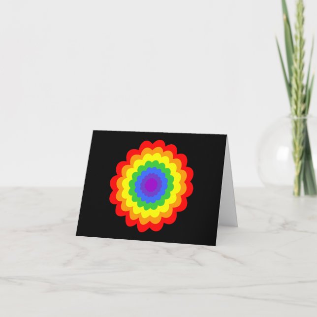 Helle, farbenfrohe Blume in Regenbogenfarben. Karte (Vorderseite)