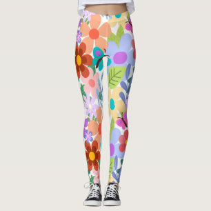 Helle farbenfrohe Blume Schmetterlinge Leggings