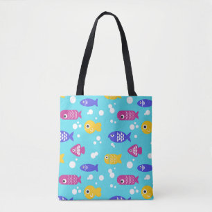 Helle farbenfrohe Cartoon-Fisch-Pattern Blau