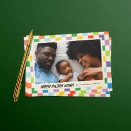 Helle farbenfrohe Checkerboard-Feiertage Postkarte