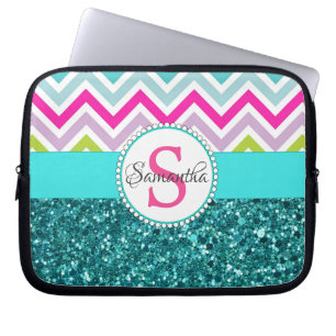 Helle farbenfrohe Chevrons   Aquamariner türkisfar Laptopschutzhülle