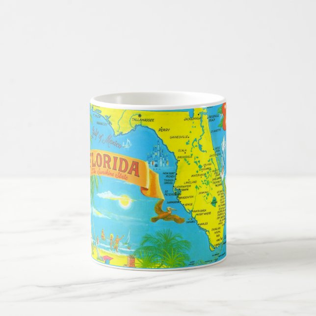Helle, farbenfrohe Florida Postcard Tasse (Mittel)