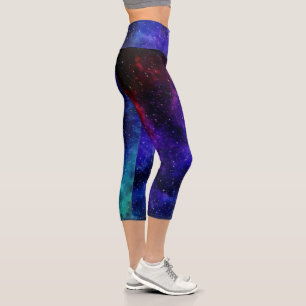 Helle farbenfrohe Galaxie Capri Leggings