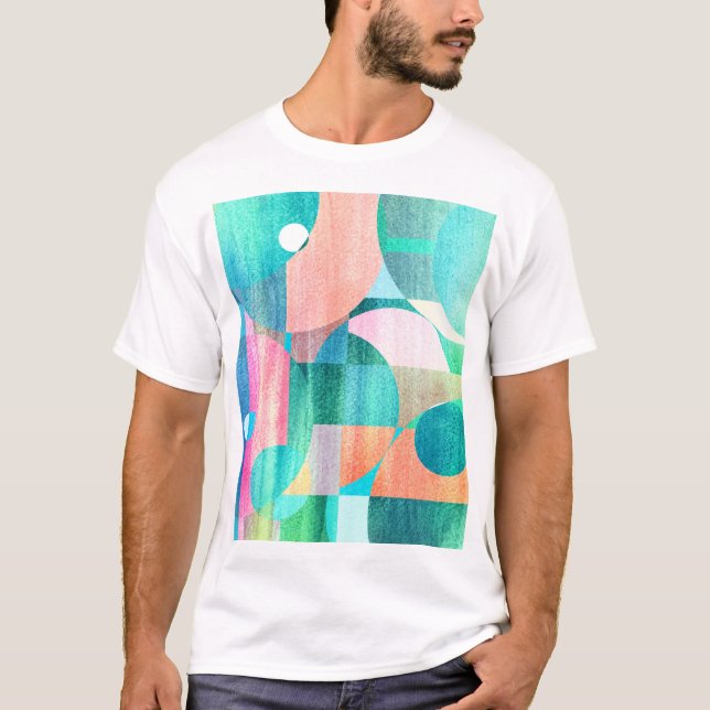 Helle, farbenfrohe geometrische Abstraktion T-Shirt (Vorderseite)