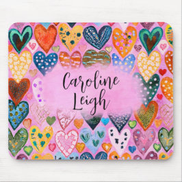 Helle, farbenfrohe Herzen Personalisiert Teen Dorm Mousepad
