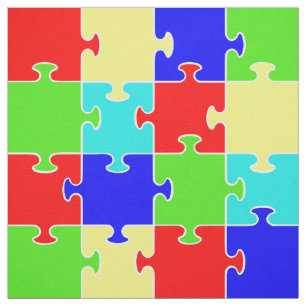 Helle, farbenfrohe Jigsaw Puzzle Themed Print Stoff