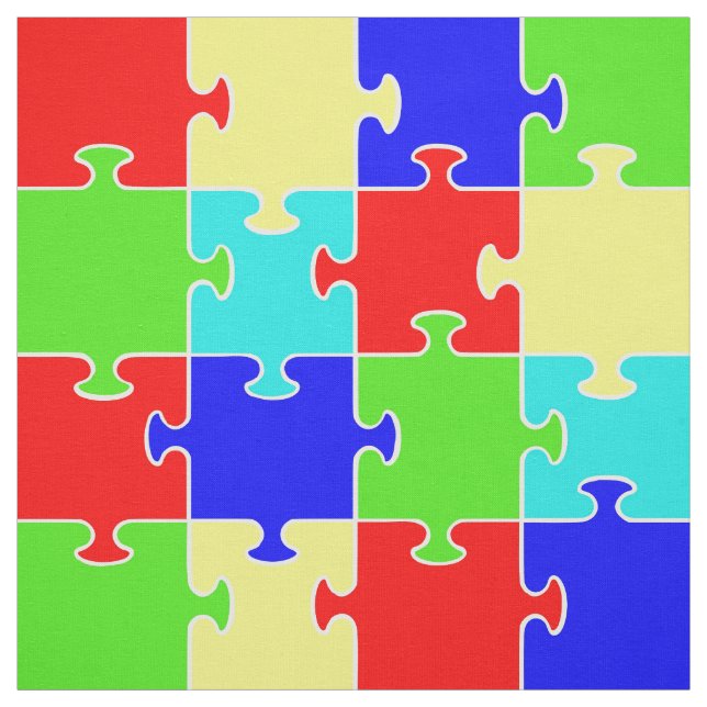 Helle, farbenfrohe Jigsaw Puzzle Themed Print Stoff (Muster)