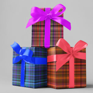 Helle, farbenfrohe Karierte Muster Geschenkpapier Set