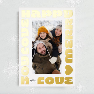 helle farbenfrohe moderne Weihnachten Gold Foto Folien Feiertagskarte