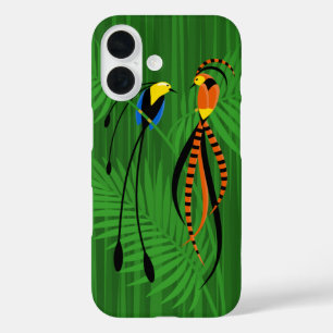 Helle Farbenfrohe Paradiesvögel iPhone 16 Hülle