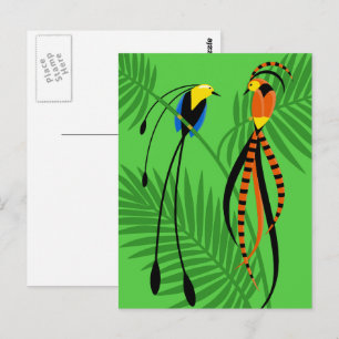 Helle Farbenfrohe Paradiesvögel Postkarte