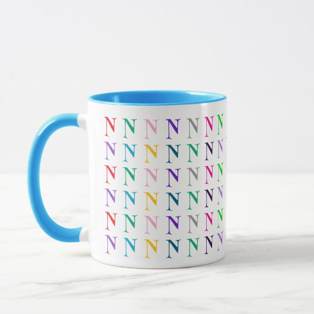 Helle farbenfrohe personalisierte Monogramme oder  Tasse (Links)